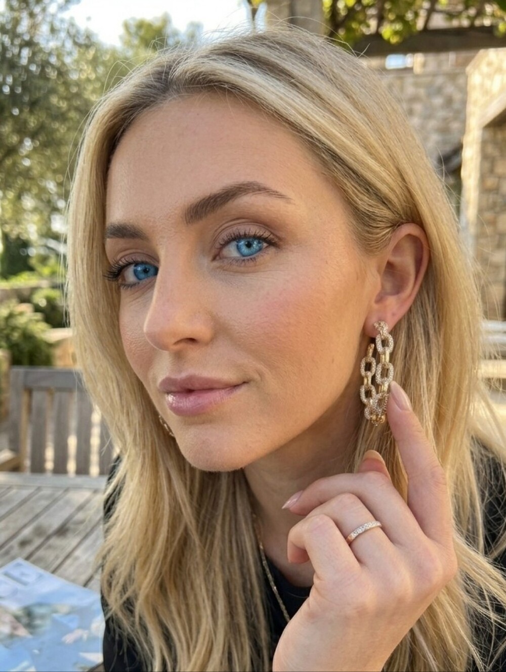 Gold Chain Link Hoop Earrings - Women Jewelry